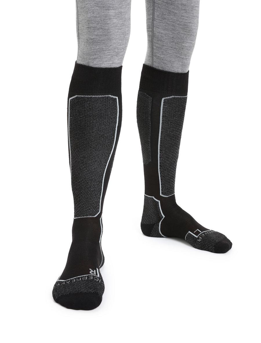 Men\'s Icebreaker Merino Ski+ Light Over the Calf Socks Black | CA 1933YXFU